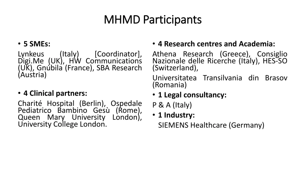 mhmd participants mhmd participants