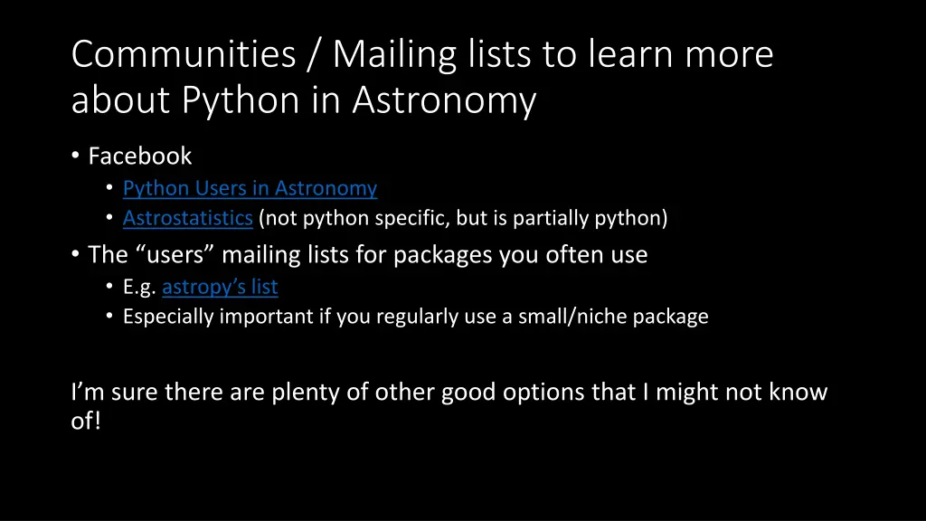 communities mailing lists to learn more about