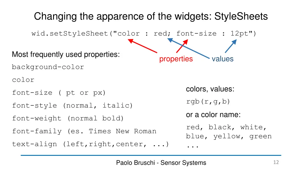 changing the apparence of the widgets stylesheets