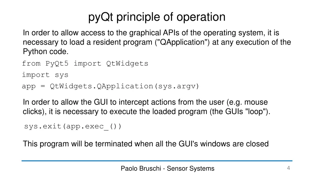 pyqt principle of operation