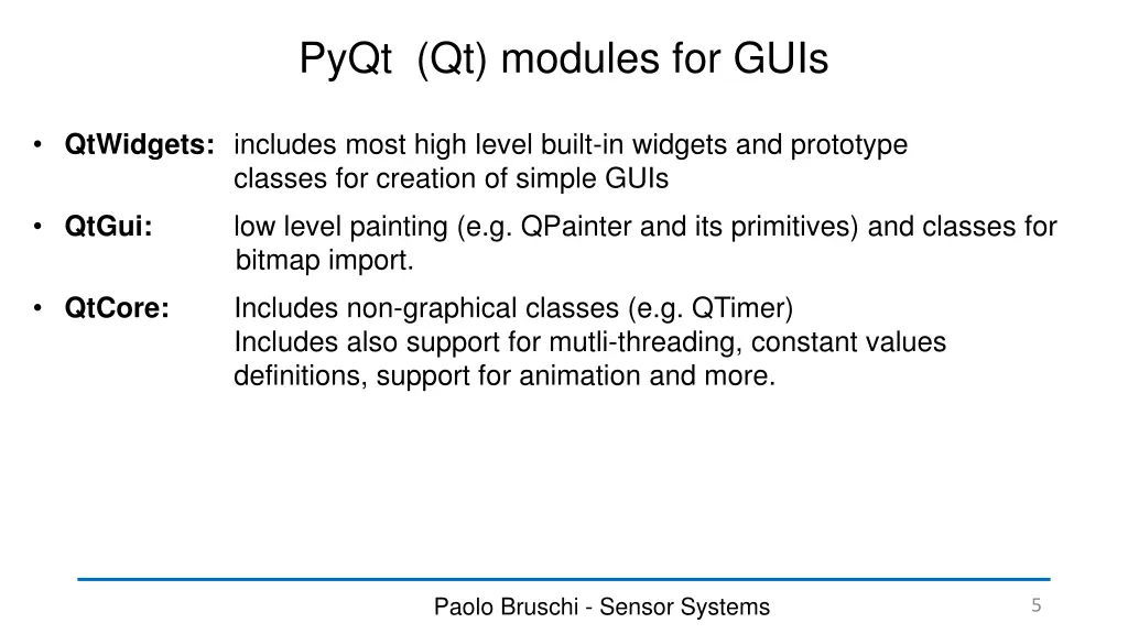 pyqt qt modules for guis