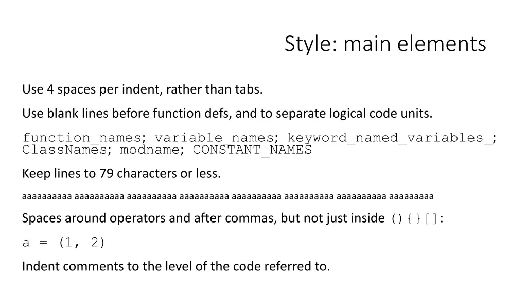 style main elements