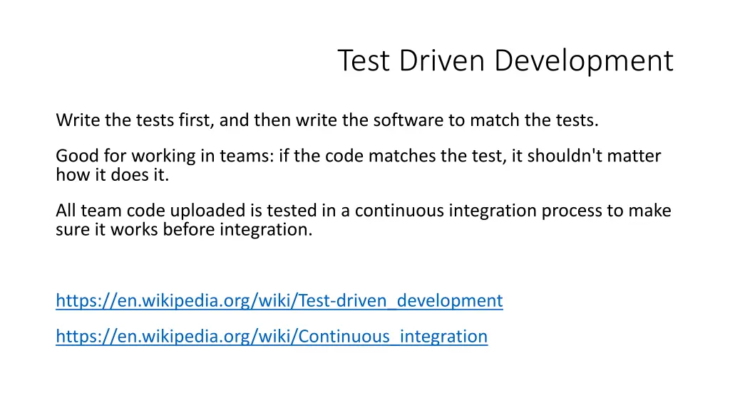 test driven development
