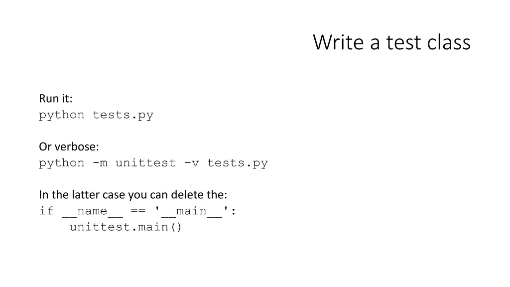 write a test class 1