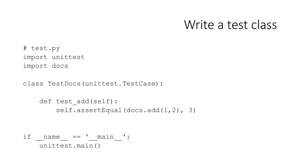 write a test class