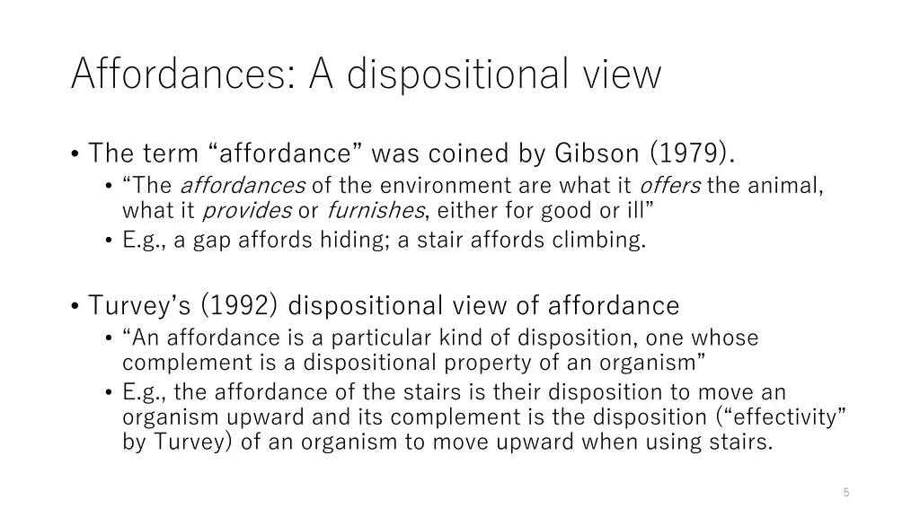affordances a dispositional view