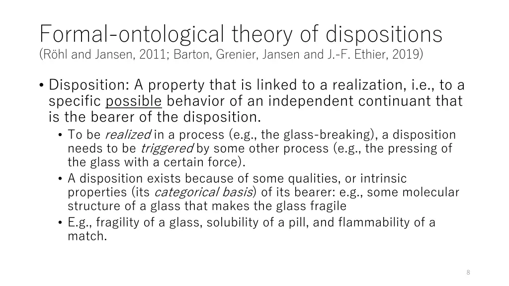 formal ontological theory of dispositions