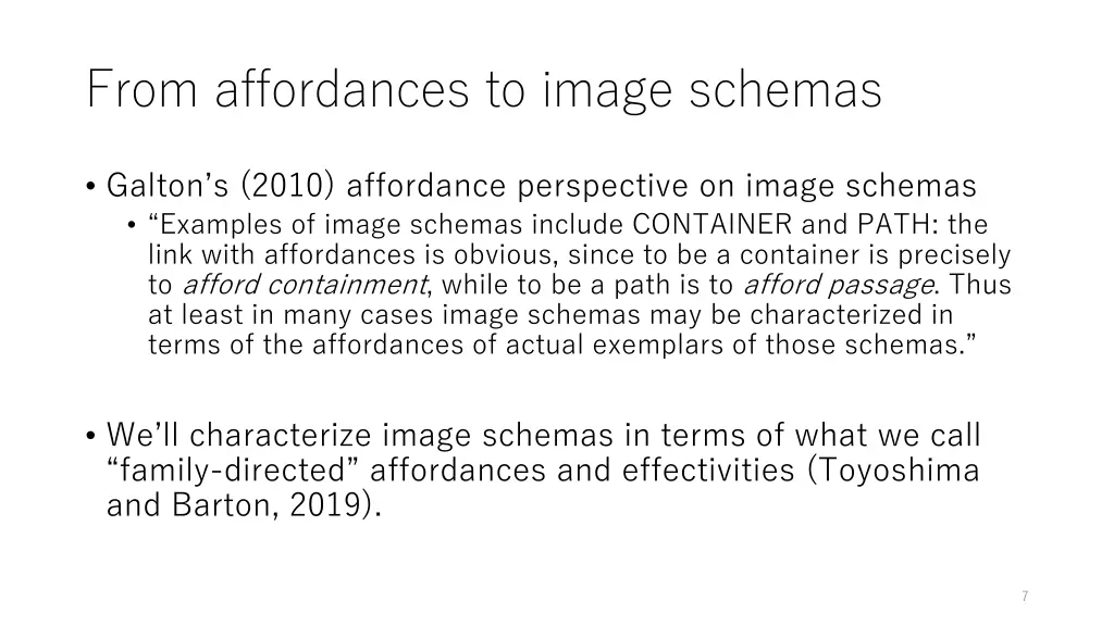 from affordances to image schemas
