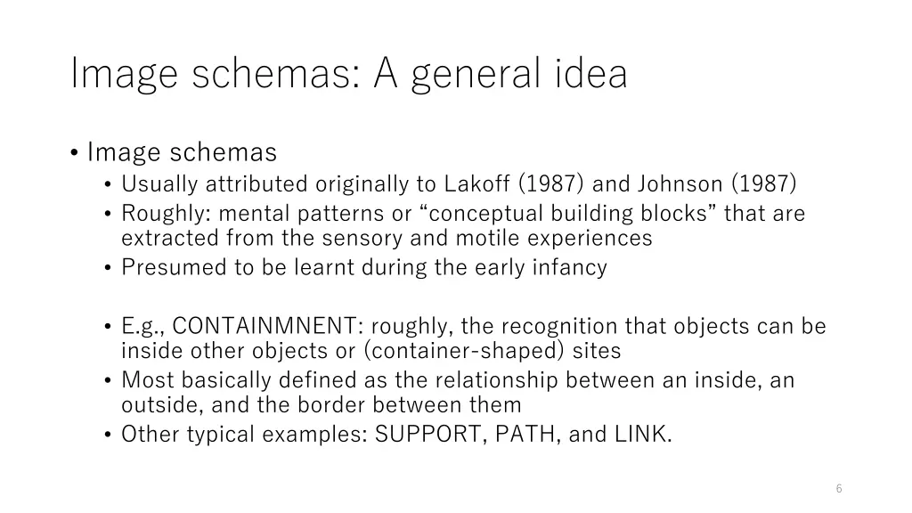 image schemas a general idea