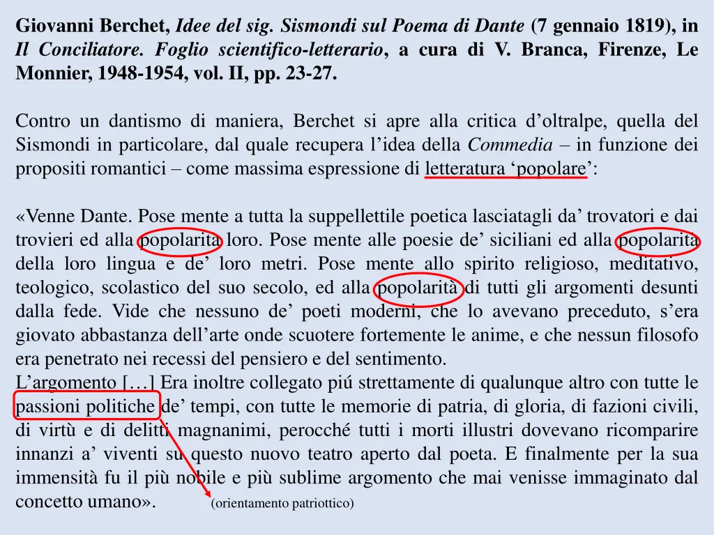giovanni berchet idee del sig sismondi sul poema