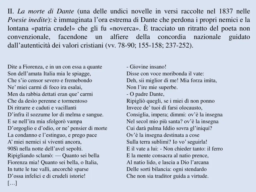 ii la morte di dante una delle undici novelle