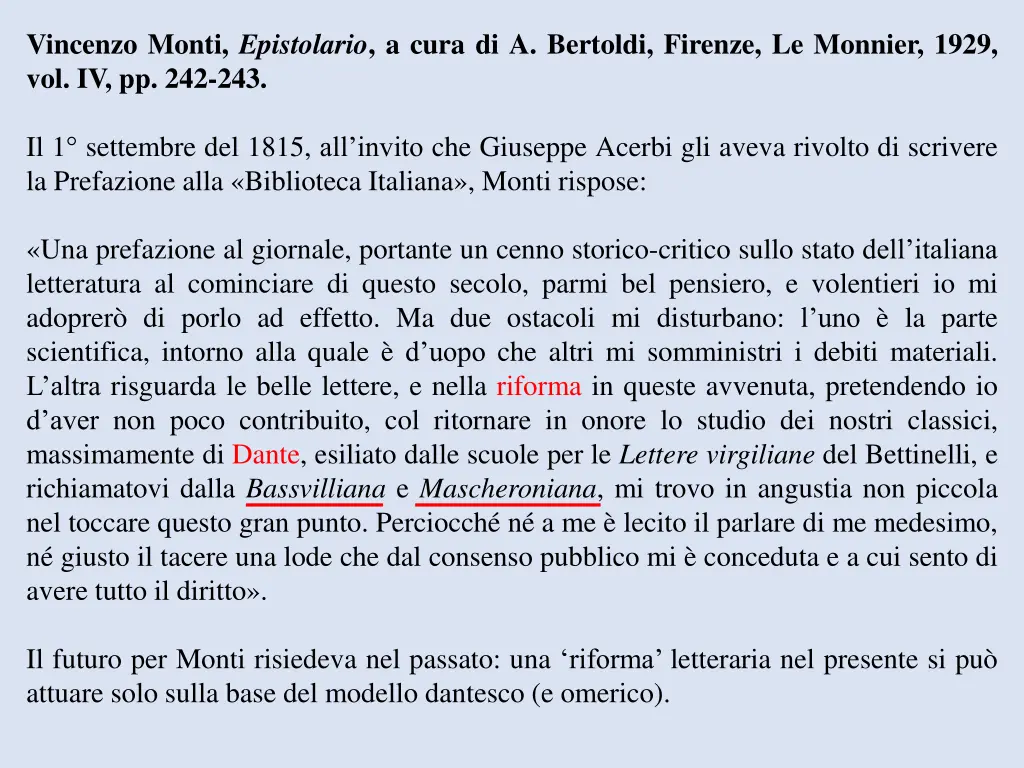 vincenzo monti epistolario a cura di a bertoldi
