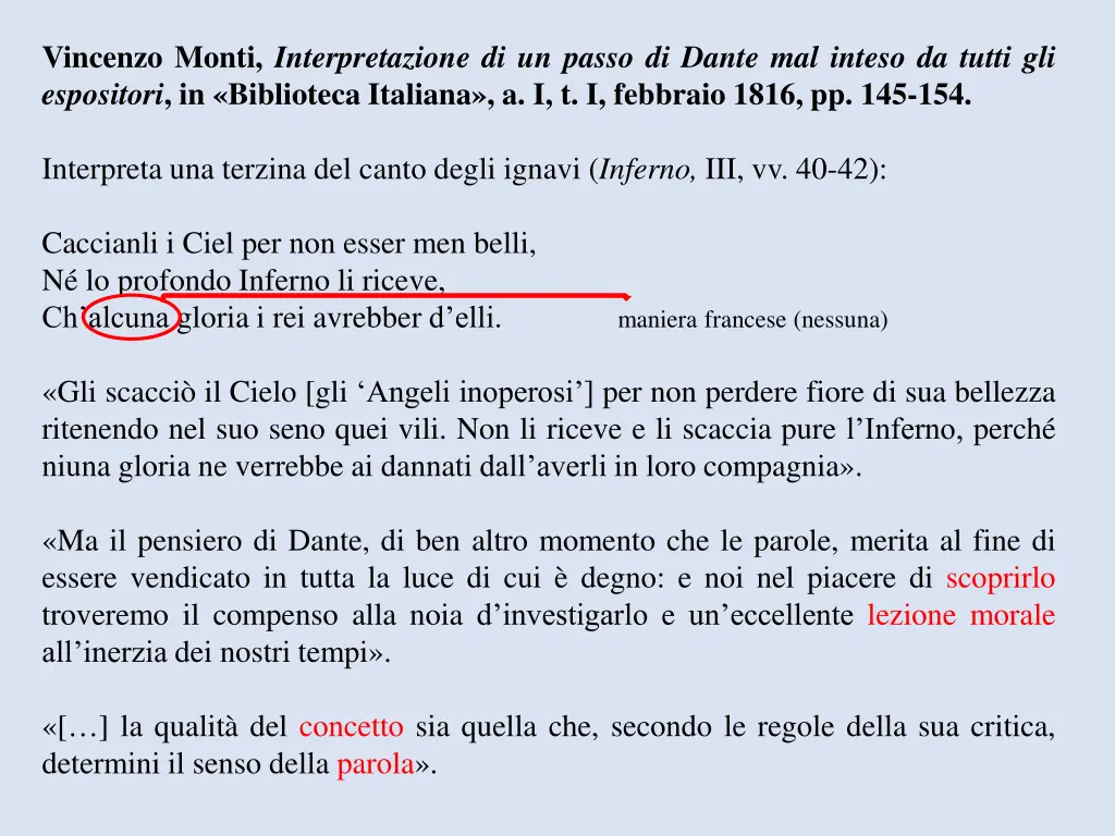 vincenzo monti interpretazione di un passo