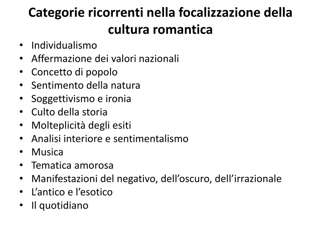 categorie ricorrenti nella focalizzazione della
