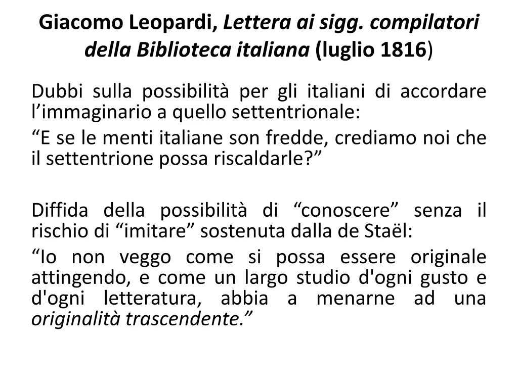 giacomo leopardi lettera ai sigg compilatori
