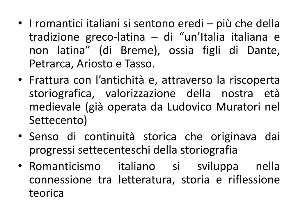 i romantici italiani si sentono eredi