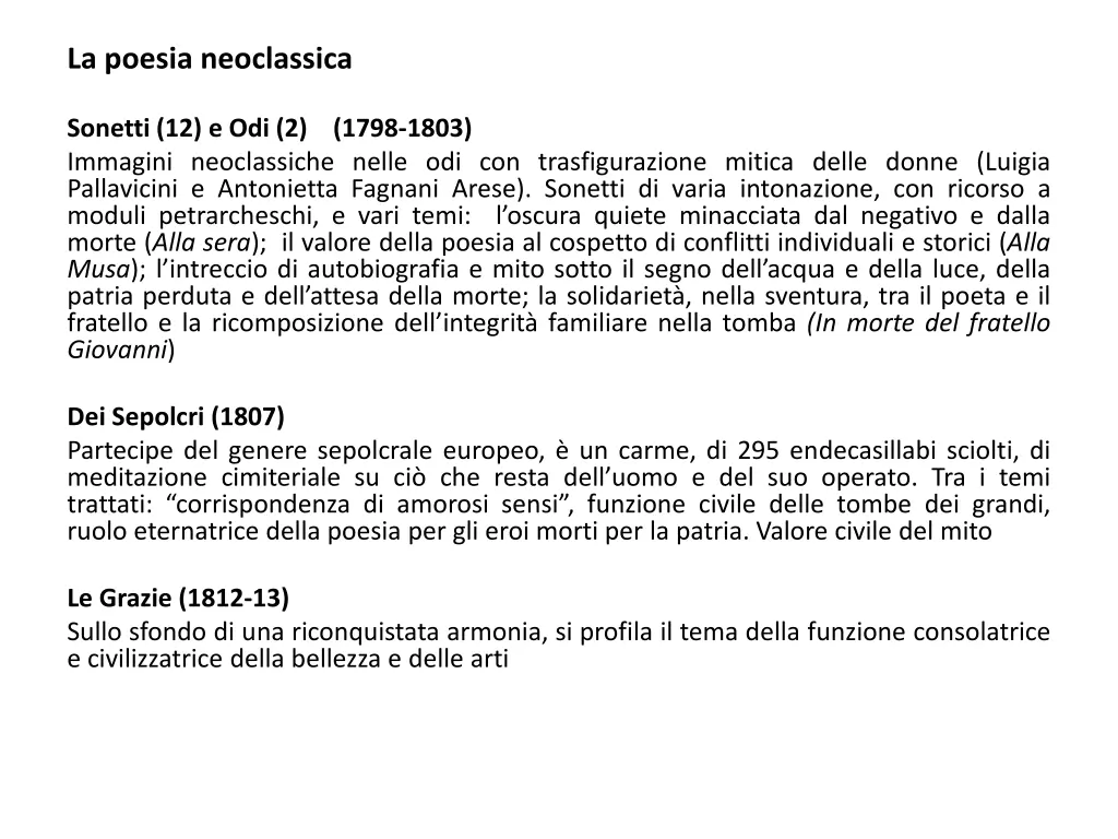 la poesia neoclassica
