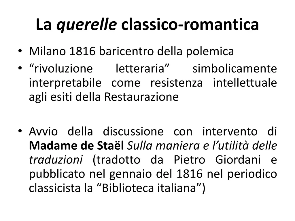 la querelle classico romantica