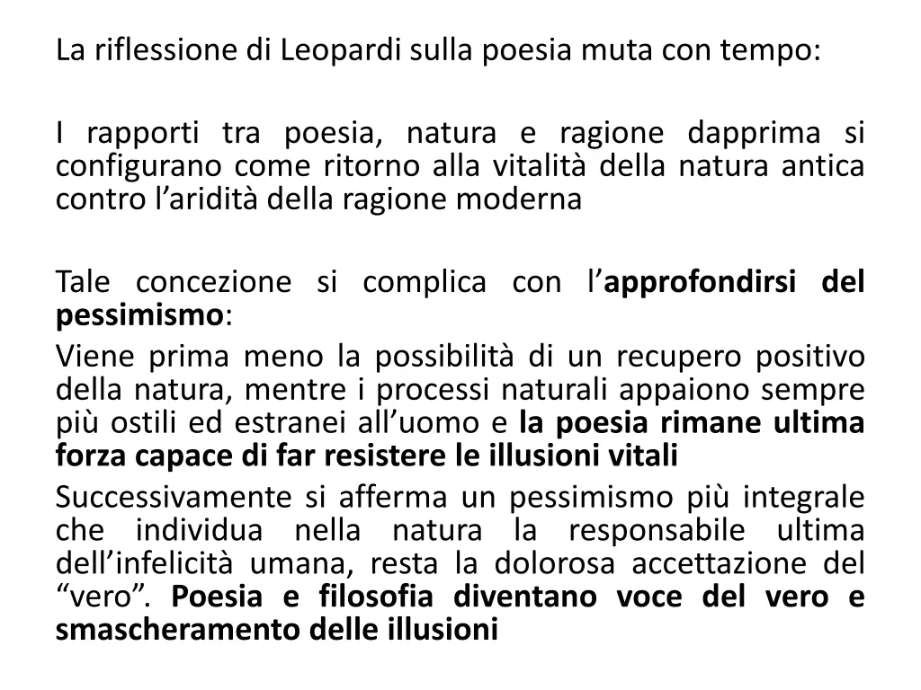 la riflessione di leopardi sulla poesia muta