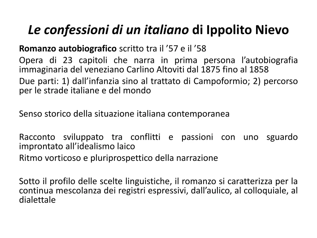 le confessioni di un italiano di ippolito nievo