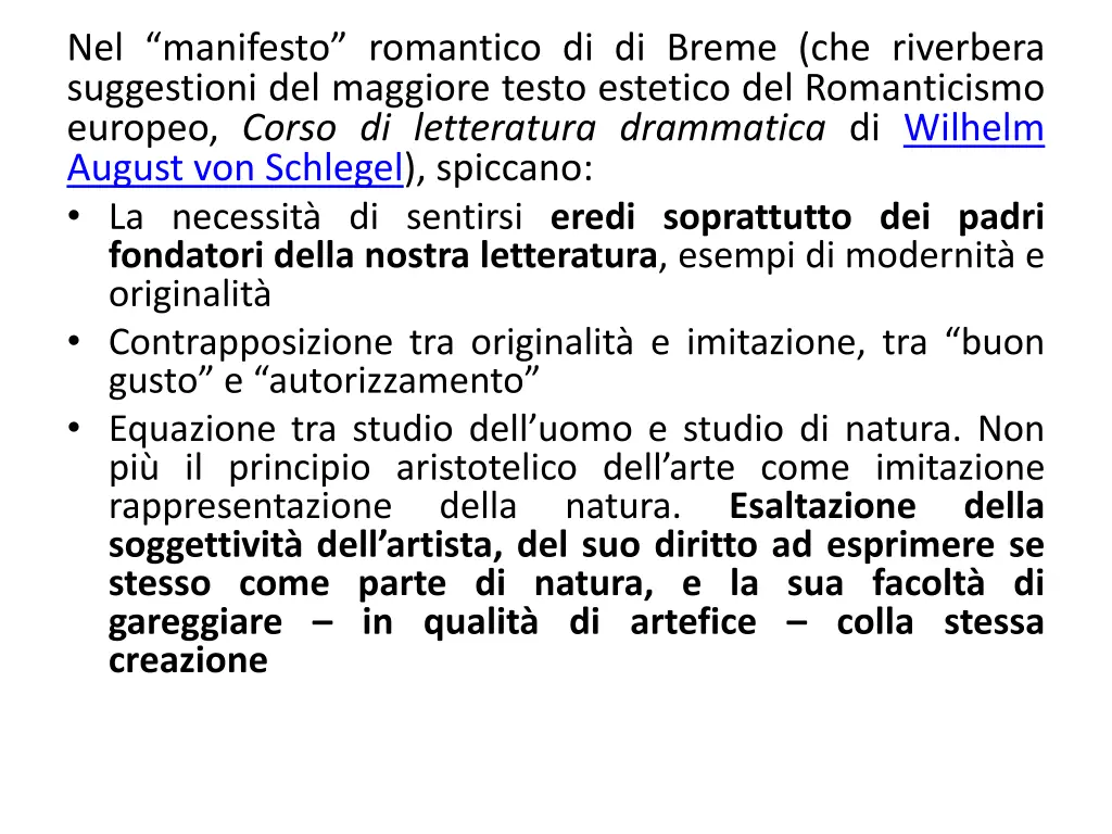 nel manifesto romantico di di breme che riverbera