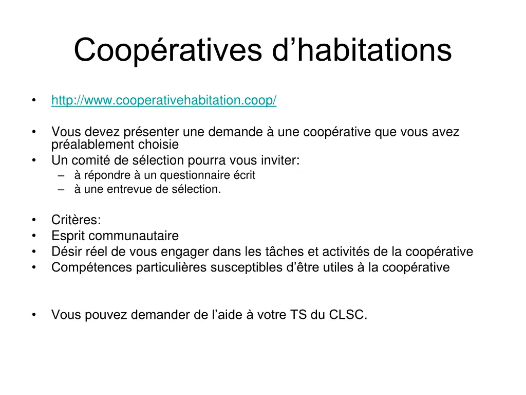 coop ratives d habitations