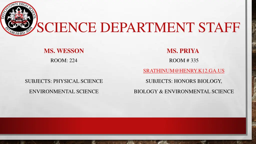 science department staff 1