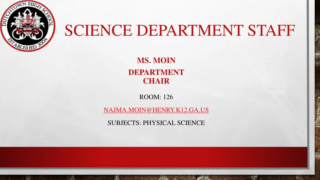 science department staff