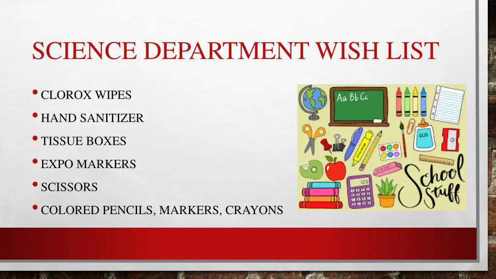 science department wish list