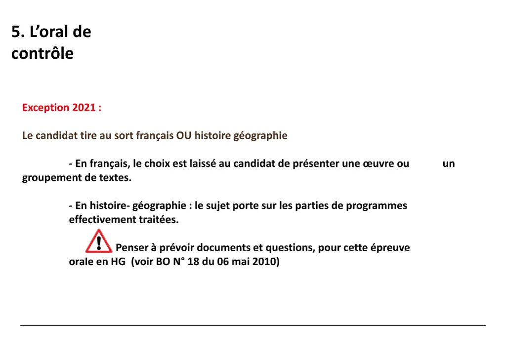 5 l oral de contr le