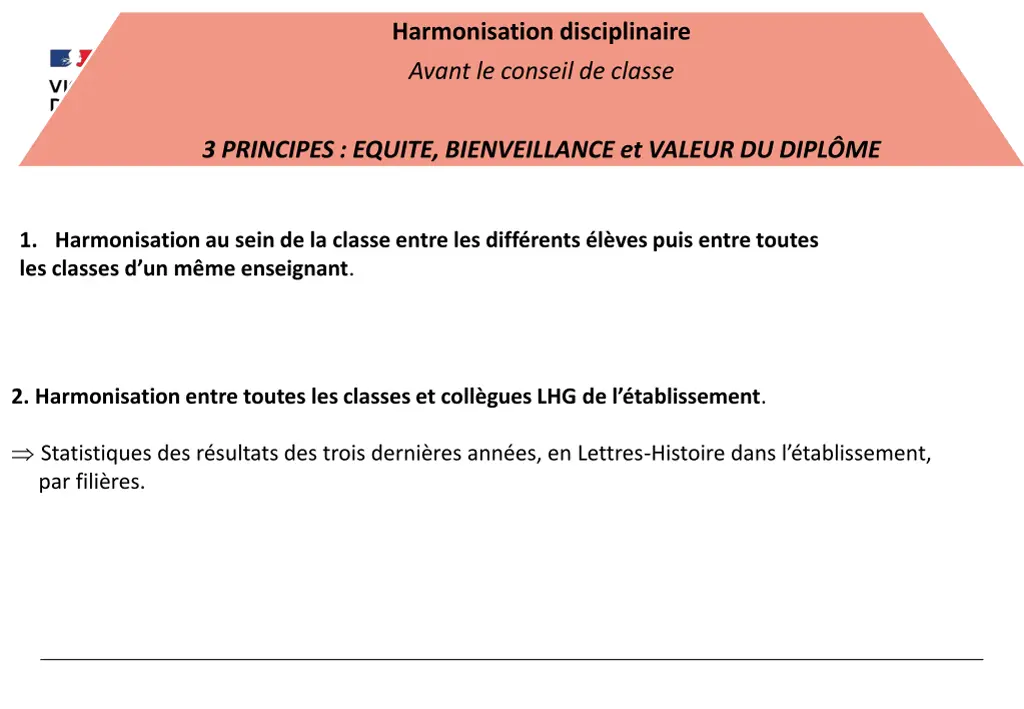 harmonisation disciplinaire avant le conseil