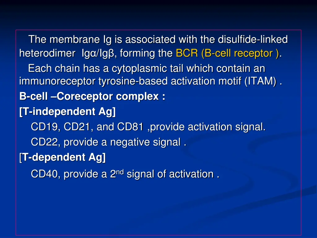 the membrane ig is associated with the disulfide