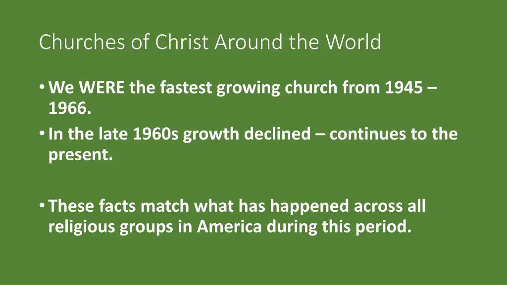 churches of christ around the world