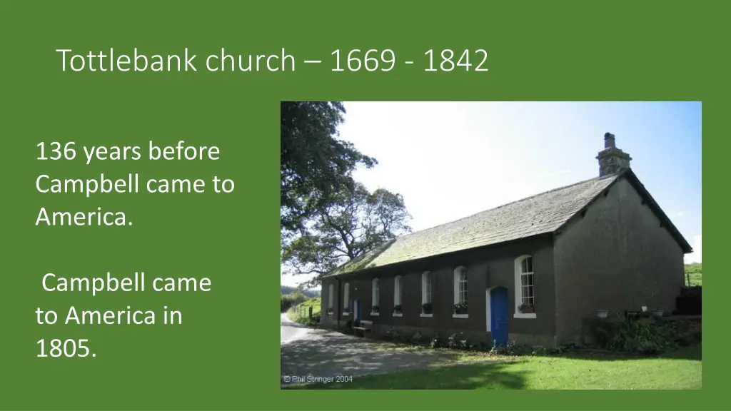 tottlebank church 1669 1842