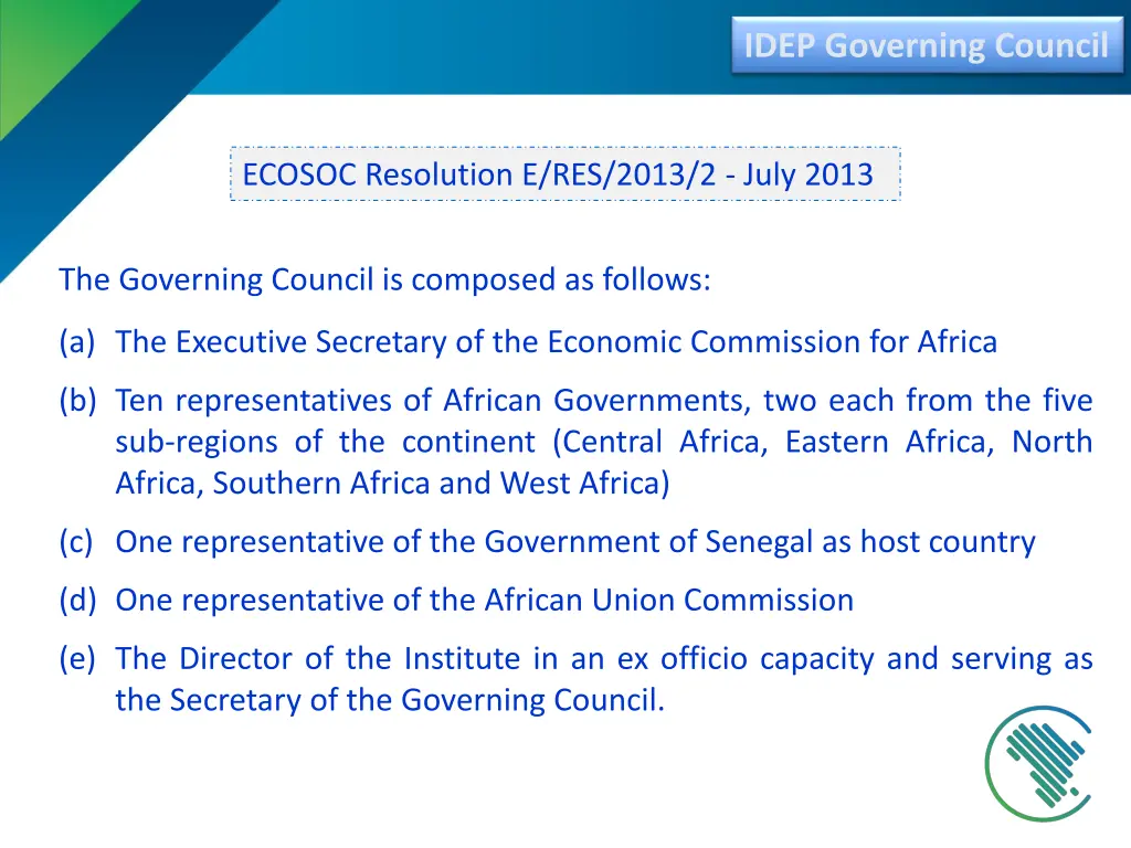 idep governing council