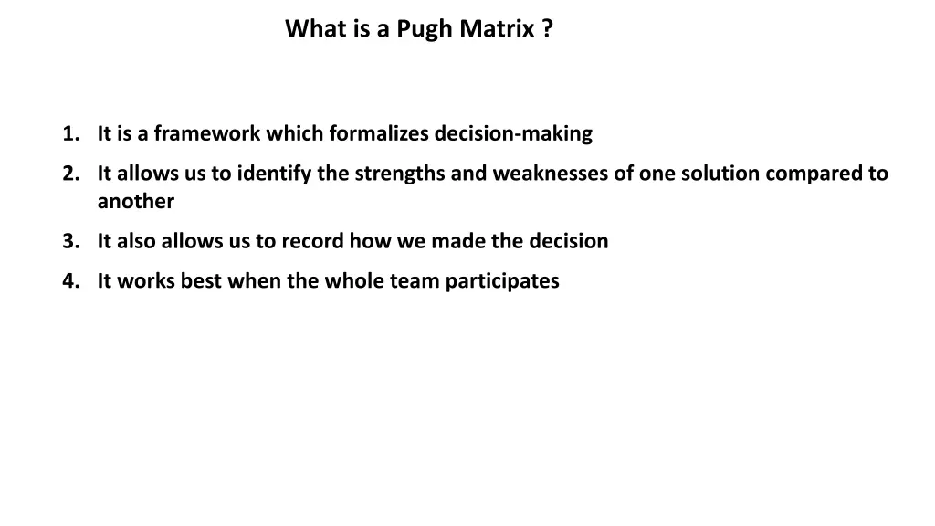 what is a pugh matrix