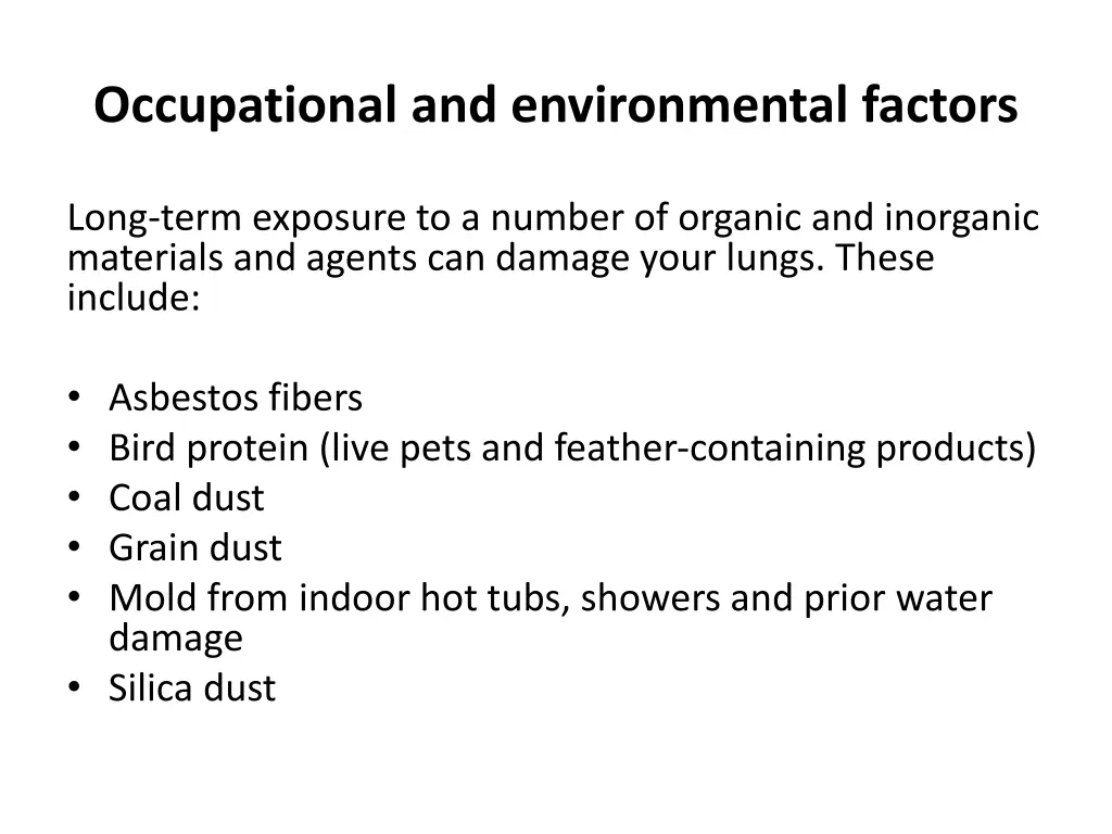 occupational and environmental factors