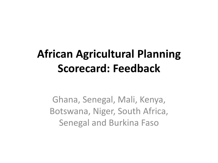 african agricultural planning scorecard feedback