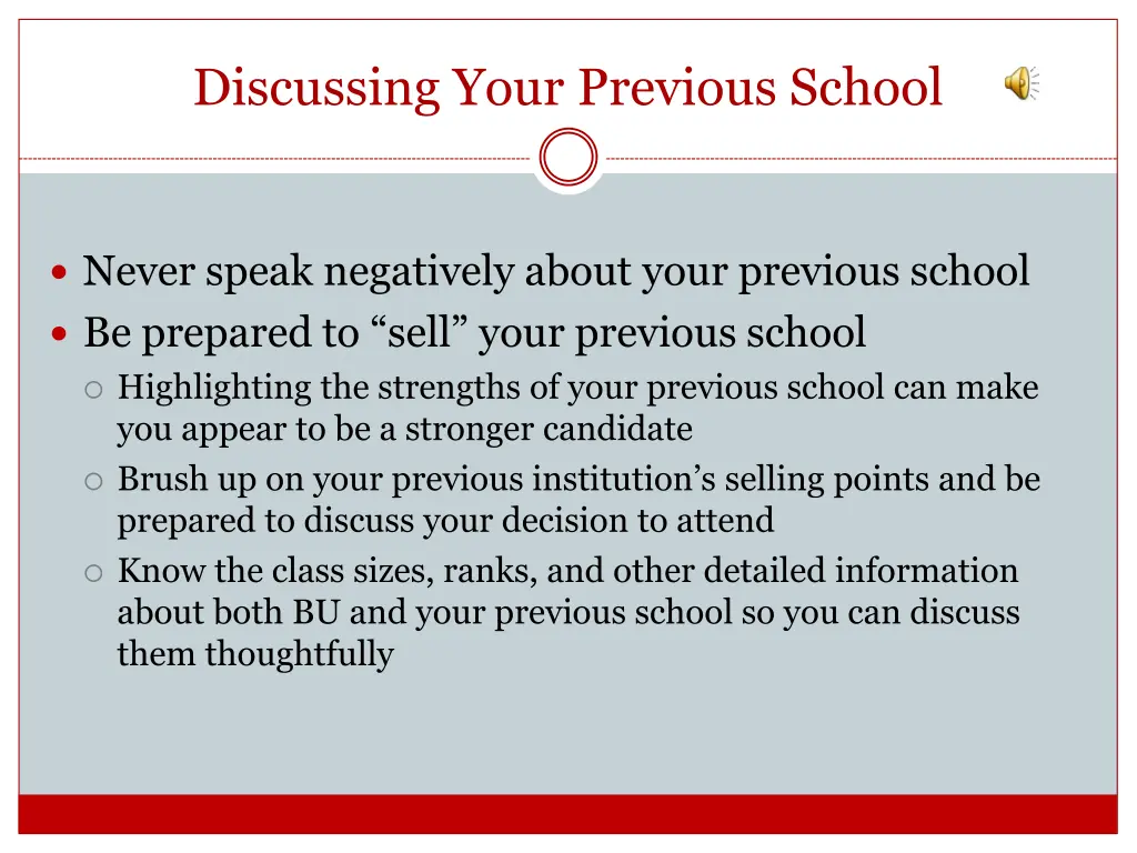 discussing your previous school