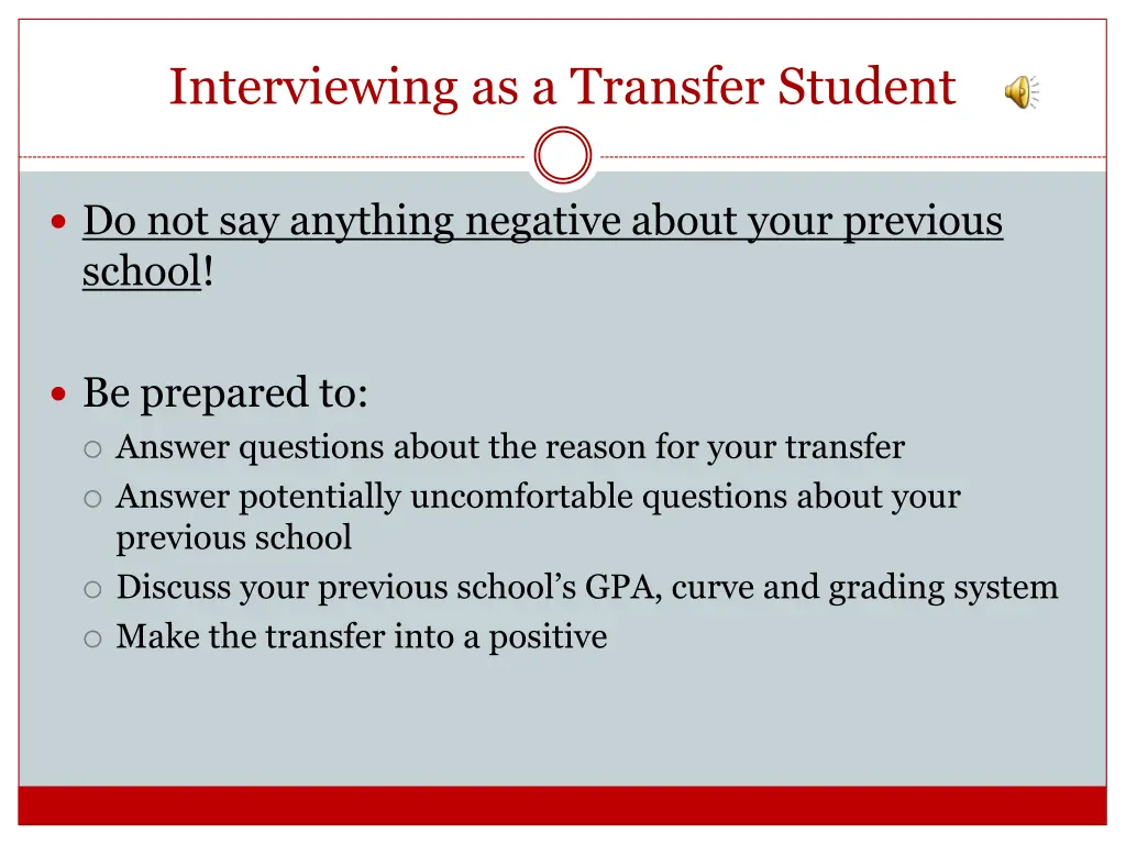 interviewing as a transfer student
