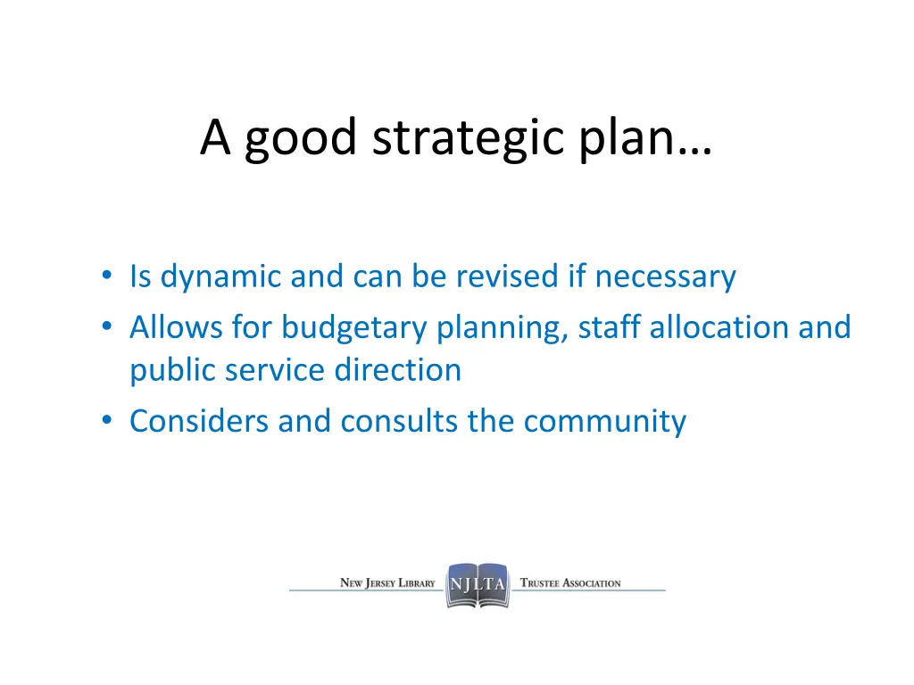 a good strategic plan