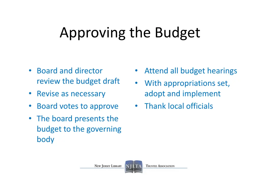 approving the budget