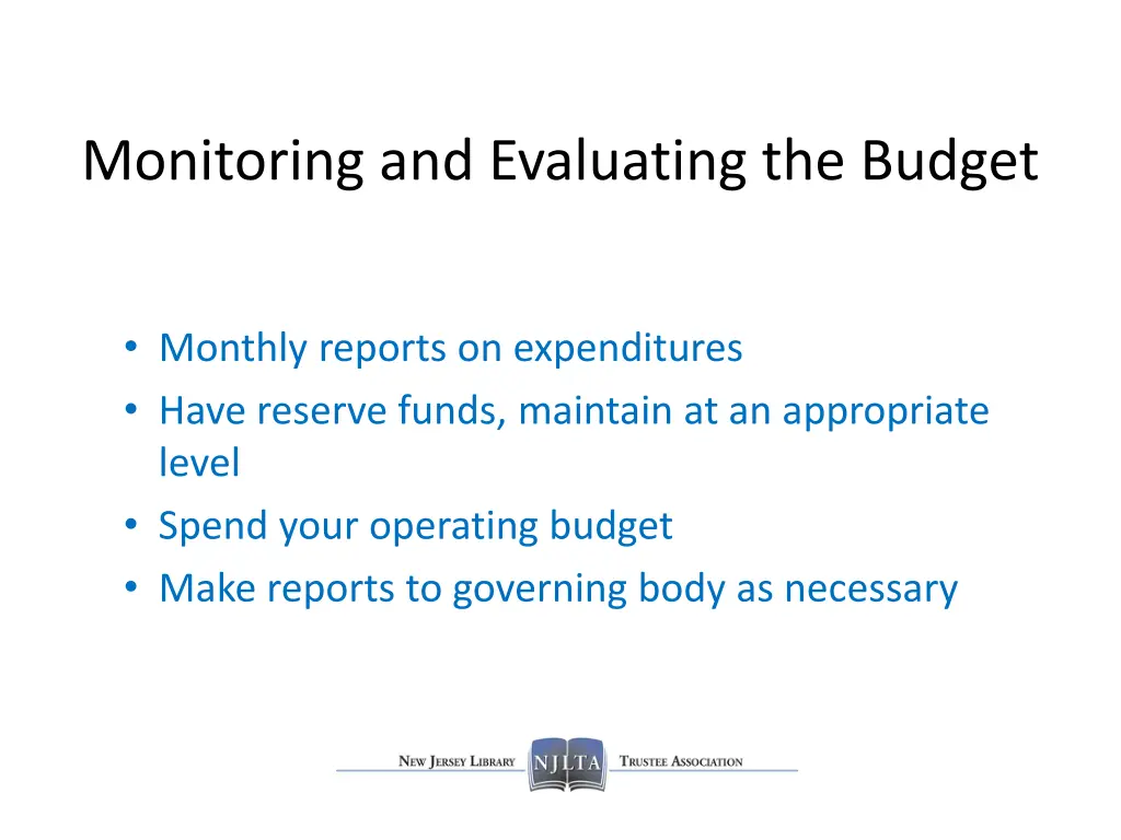 monitoring and evaluating the budget