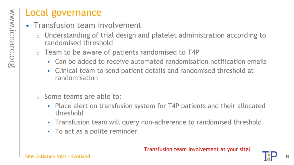 local governance transfusion team involvement