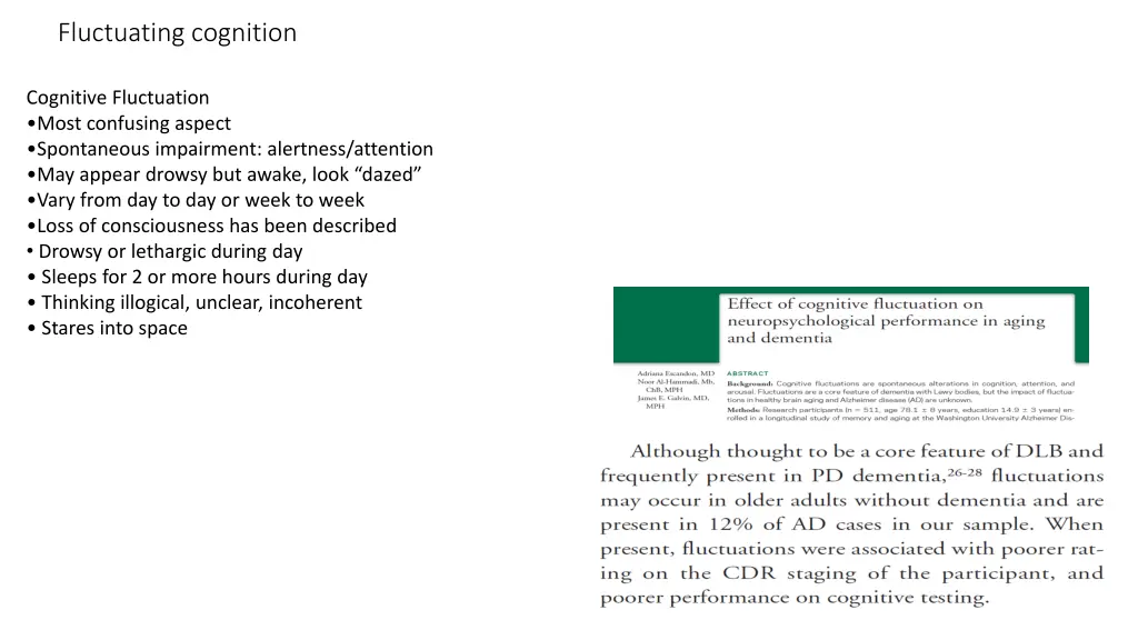 fluctuating cognition