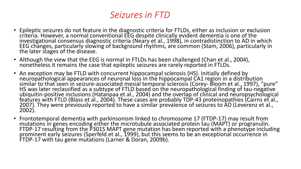 seizures in ftd
