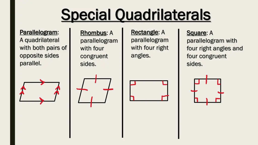 special quadrilaterals special quadrilaterals