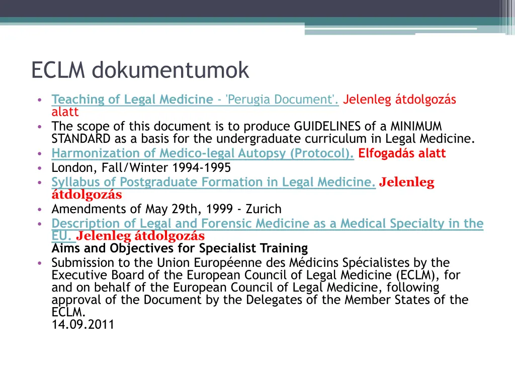 eclm dokumentumok