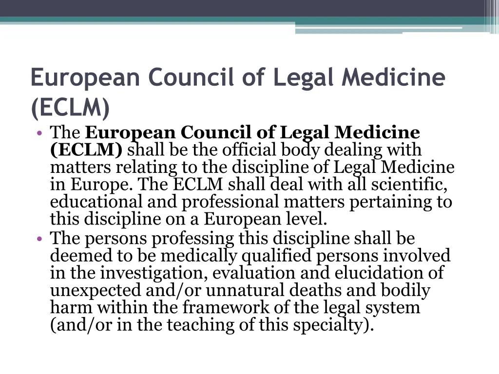 european council of legal medicine eclm