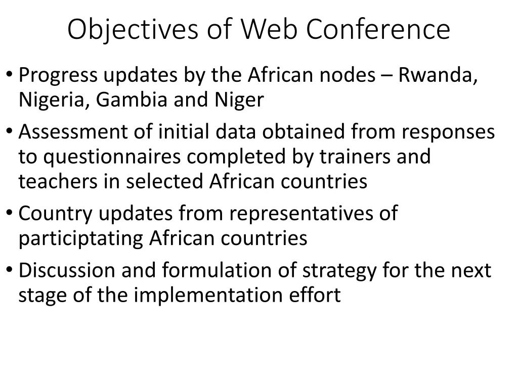 objectives of web conference